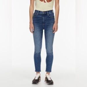 Denim Forum Mid-Rise Skinny Jeans in Medium Blue Wash